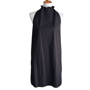 COS Black Ruffle Neck Cotton Mini Dress – Sleeveless A-Line Minimalist Style